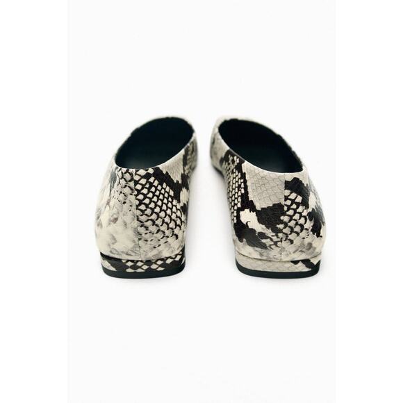 Like New- Zara Animal Print Leather Ballerinas Black and White - 37 - Picture 5 of 7
